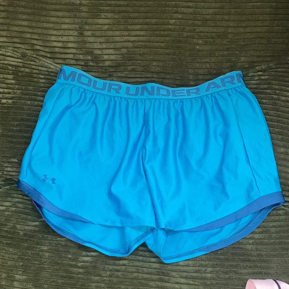 Under Armour Women's Teal Athletic Shorts with Branded Waistband